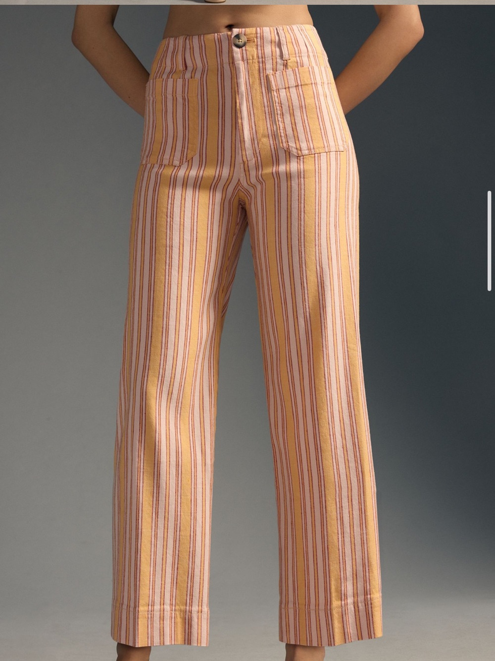 Anthropologie’s Maeve The Colette Red and Yellow Striped Cropped Wide-Leg Pants